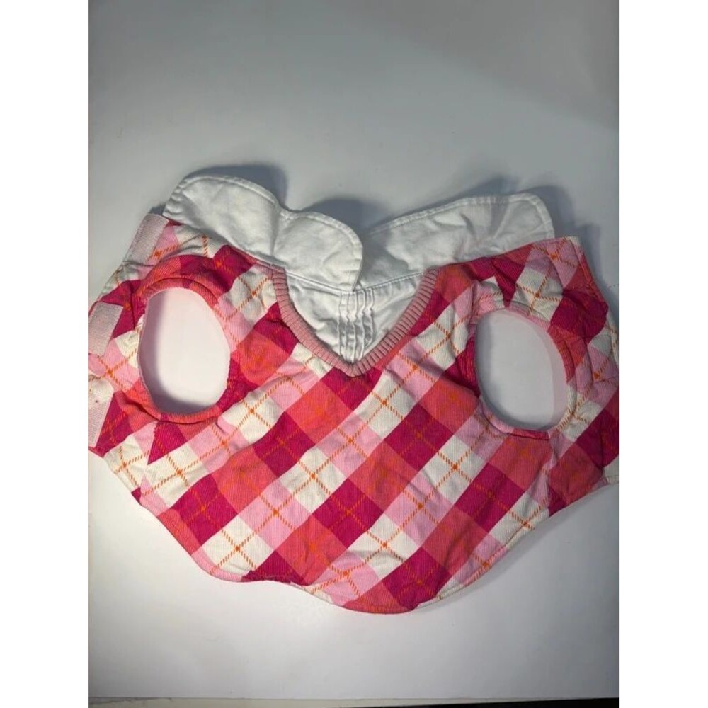Dog Pink White Orange Argyle Collar Sweater Jacket XS